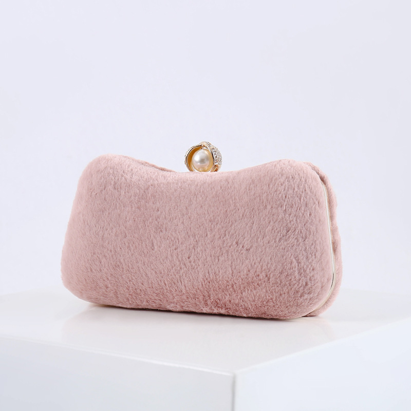 Venta caliente de invierno bolso de noche de piel de conejo bolso de peluche de las mujeres bolso cheongsam elegante banquete de boda bolso de la madre fábrica transfronteriza exclusiva