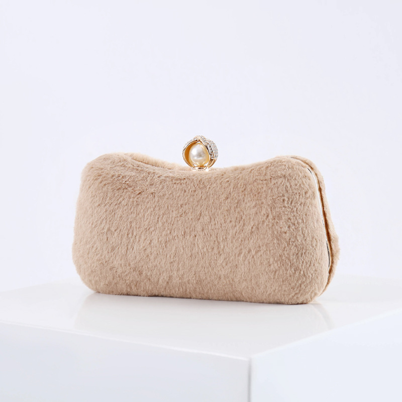 Venta caliente de invierno bolso de noche de piel de conejo bolso de peluche de las mujeres bolso cheongsam elegante banquete de boda bolso de la madre fábrica transfronteriza exclusiva