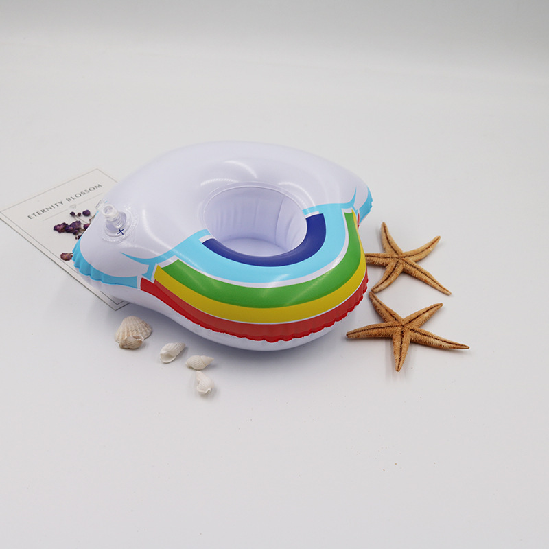 Spot wholesale inflatable clouds rainbow coasters water floating beverage cup holder fashion beach supplies