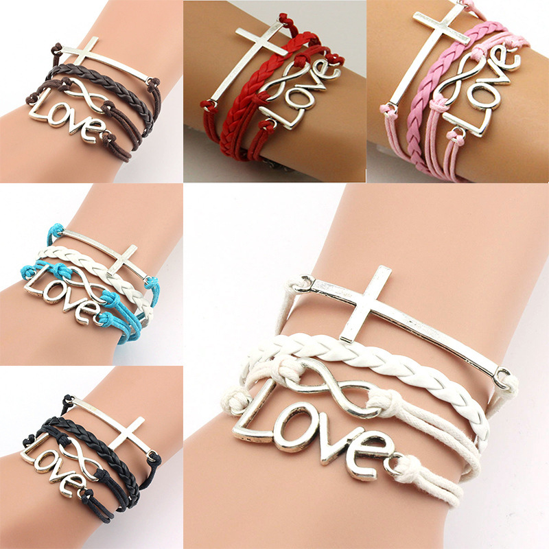European and American Fashion Jewelry Hot Cross Redemption Love Bracelet Unlimited Symbol Combination Multi-Layer Bracelet