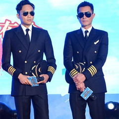 航空機長の制服パイロット空少国航学生クラス服年会司会軍服韓国版スーツ男性