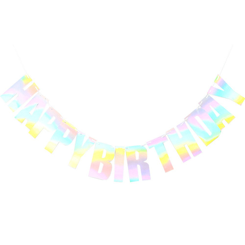 Creative internet celebrity ins laser birthday flag decoration party supplies letters happy birthday banner bunting arrangement