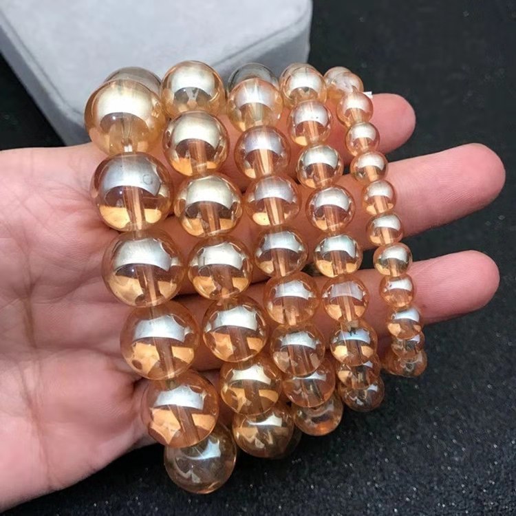 Anti-knife Scratch Glass Beads Buddha Beads Bracelet High-Grade 8mm Champagne Color Hand Jewelry No Color Change Anti-Crystal Bracelet Gift Anti-knife Scratch Glass Beads Buddha Beads Bracelet High-Grade 8mm Champagne Color Hand Jewelry No Color Change Anti-Crystal Bracelet Gift