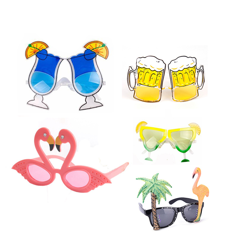 夏威夷沙滩风情派对葱粉火焰鸟 柠檬杯眼镜 水果造型塑料眼镜