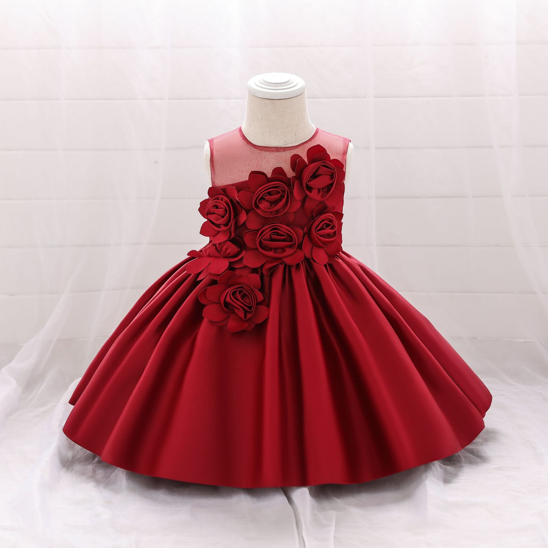 ins Cross-border AliExpress New Baby Wrought Cloth kid Princess Skirt Mesh Tube-length Three-dimensional Flower Children's Dress ins Cross-border AliExpress New Baby Wrought Cloth kid Princess Skirt Mesh Tube-length Three-dimensional Flower Children's Dress