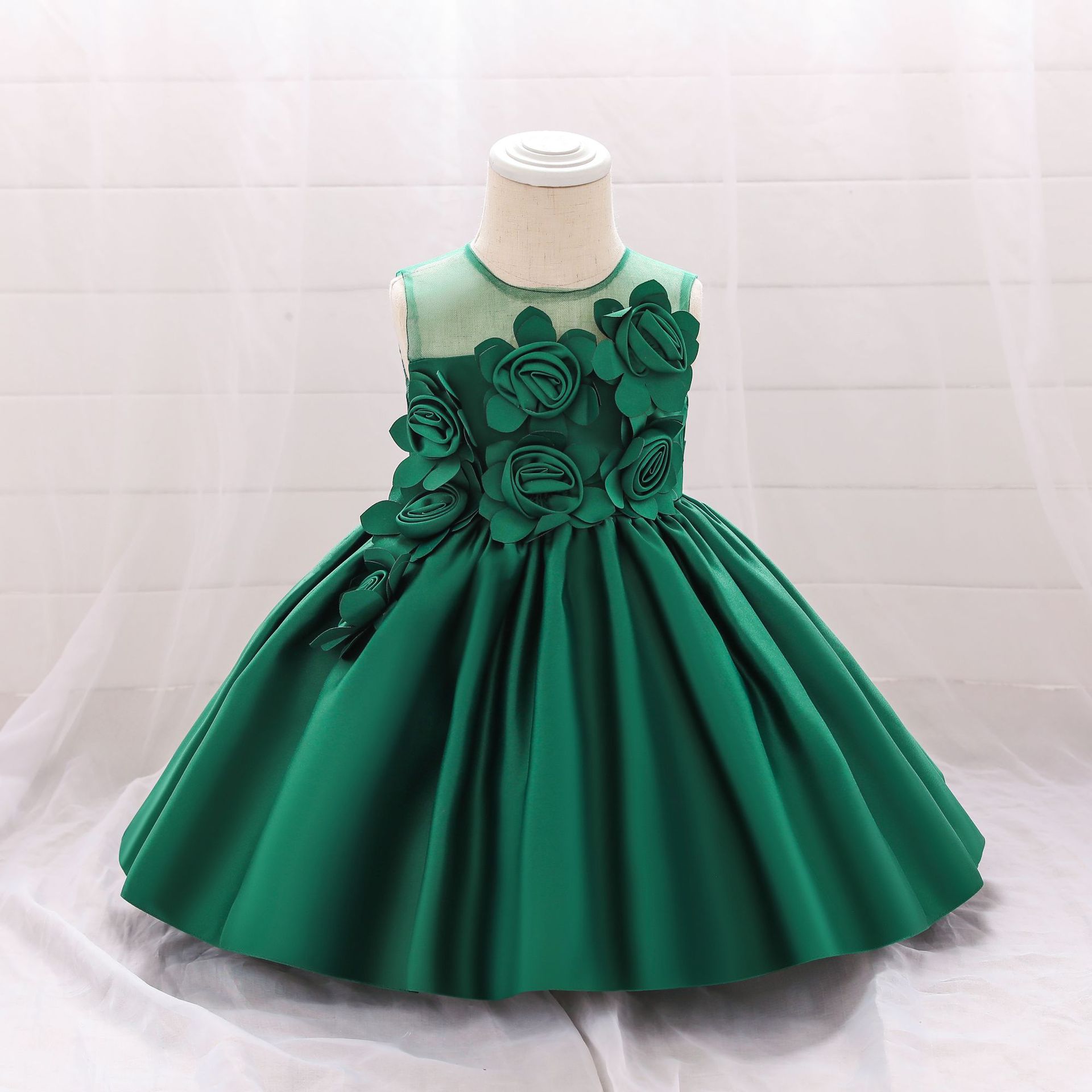 ins Cross-border AliExpress New Baby Wrought Cloth kid Princess Skirt Mesh Tube-length Three-dimensional Flower Children's Dress ins Cross-border AliExpress New Baby Wrought Cloth kid Princess Skirt Mesh Tube-length Three-dimensional Flower Children's Dress