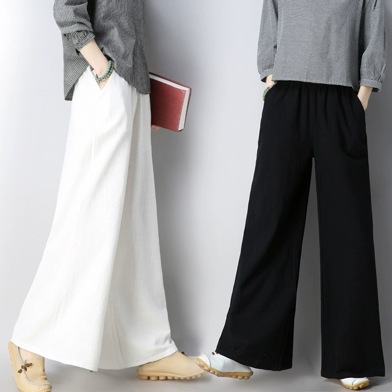 8186 оригинальные новые весенние женские льняные широкие брюки с эластичной талией 2020 года