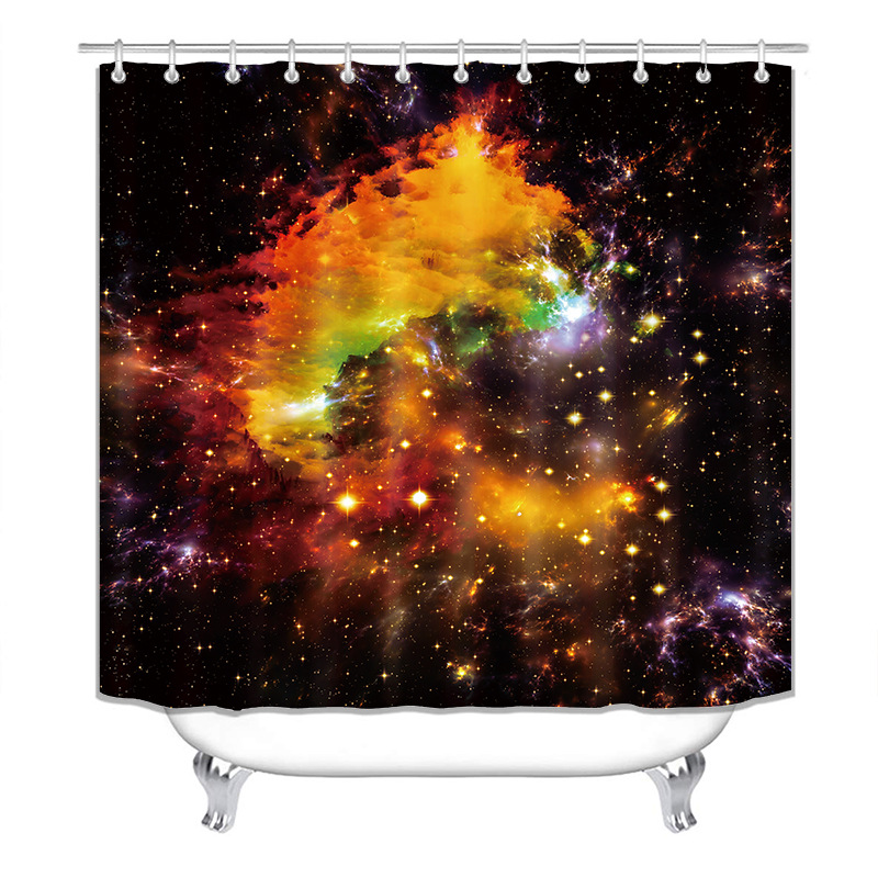 Amazon AliExpress impresión digital impermeable azul sueño cielo estrellado agujero negro planeta cielo cortina de ducha suministro directo de fábrica