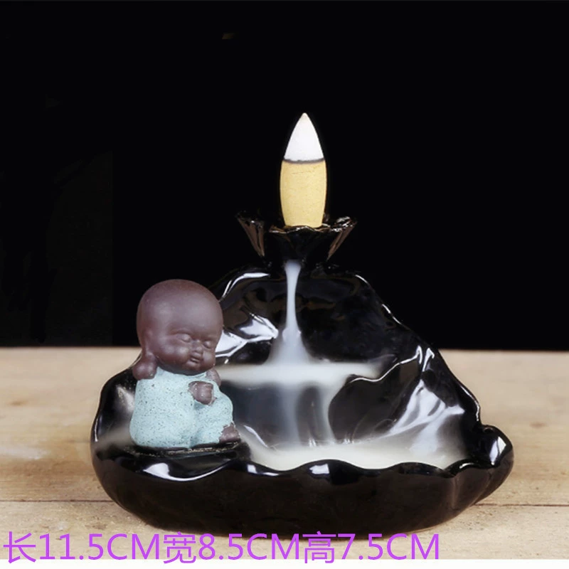 Ceramic Backflow Incense Burner, Lotus Inverted Design, Decorative Buddha Incense Holder