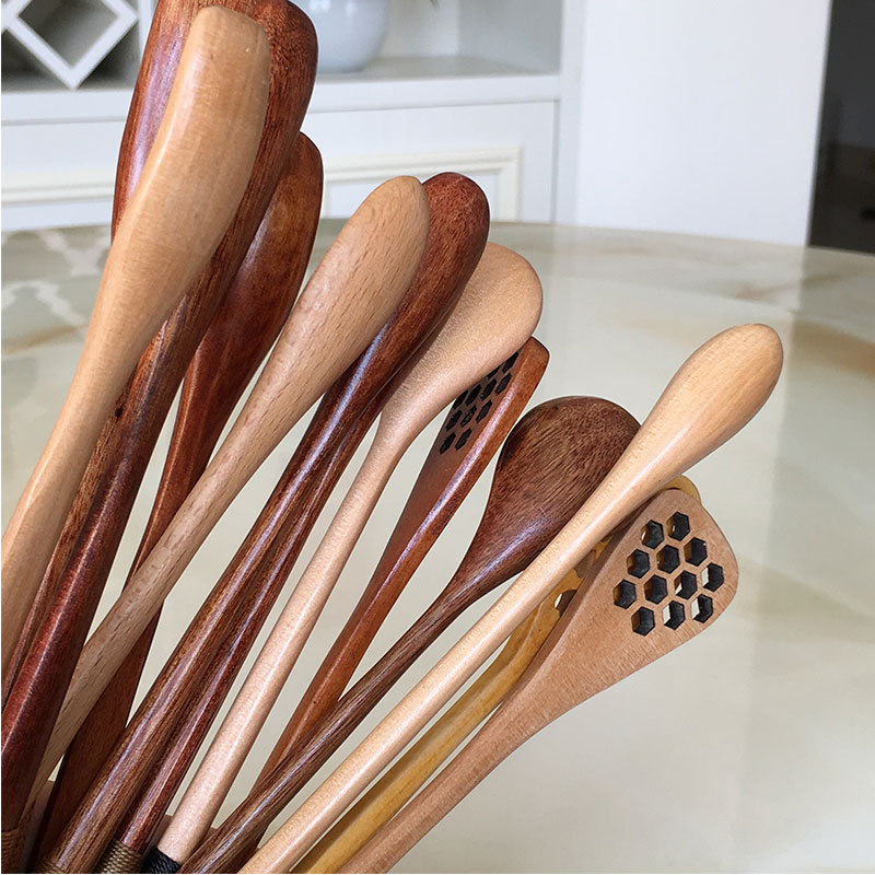 Suministro directo de fábrica Cuchara mezcladora de madera ecológica Cuchara mezcladora de café con miel Changbing de estilo occidental al por mayor