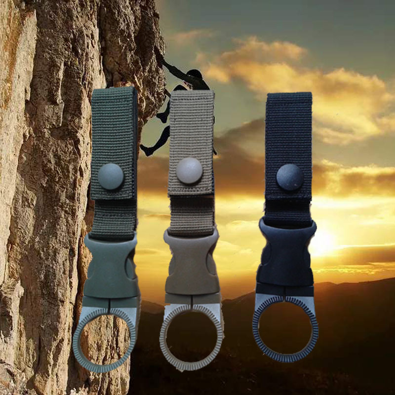 Outdoor Tactical Nylon Webbing Water Bottle Hanging Buckle Metal Buckle Multi-Functional Carabiner Portable Quick Mineral Water Bottle