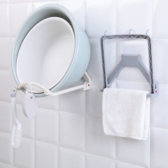 免打孔自動回彈臉盆架浴室強力粘膠掛盆掛架衛生間壁掛臉盆收納架