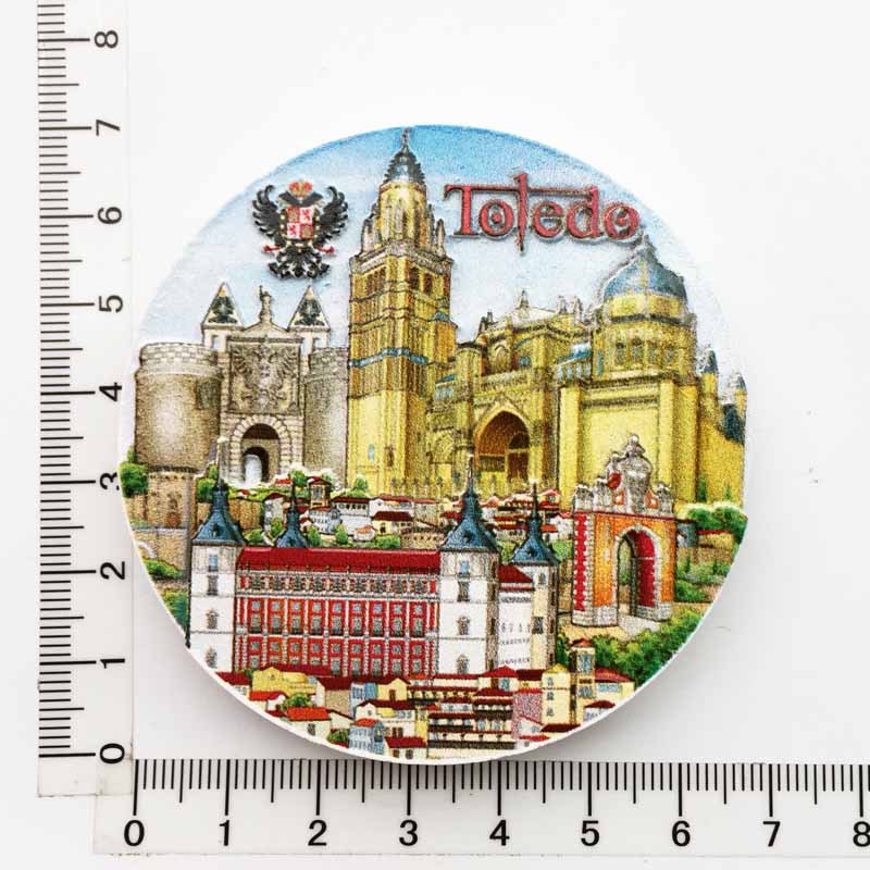 Fabricante en stock suministro transfronterizo al por mayor viajes creativos españoles decoración conmemorativa artesanía UV refrigerador magnético pegatinas