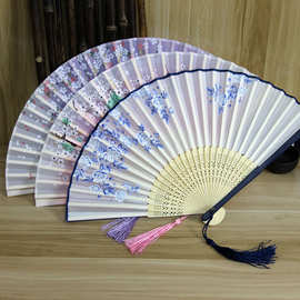 扇子中国风古风女日式小复古布夏季和风跳舞舞蹈折叠古典古装折扇