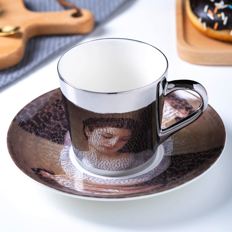 Jinfulandulo reflejo facial taza de café espejo Taza Internet Celebrity Reflexión personalidad creativa simple flor taza de té