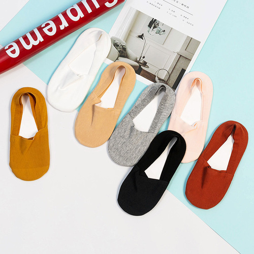 Summer thin socks boat socks for women shallow mouth invisible anti-burst silicone non-slip non-falling breathable cotton socks for women