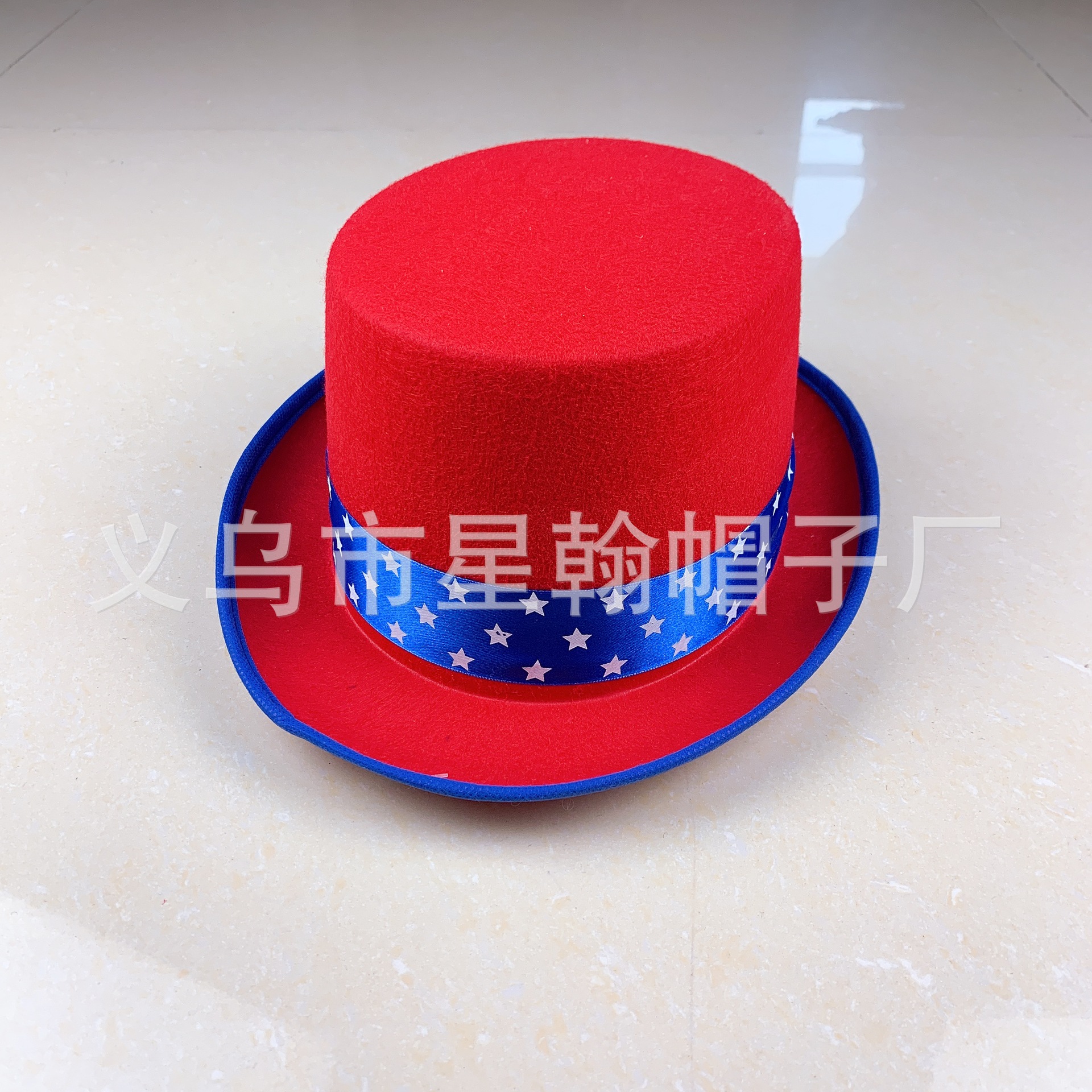 Estrellas americanas y rayas cinta vintage alto sombrero mago etapa rendimiento Festival fieltro paño recto sombrero alto