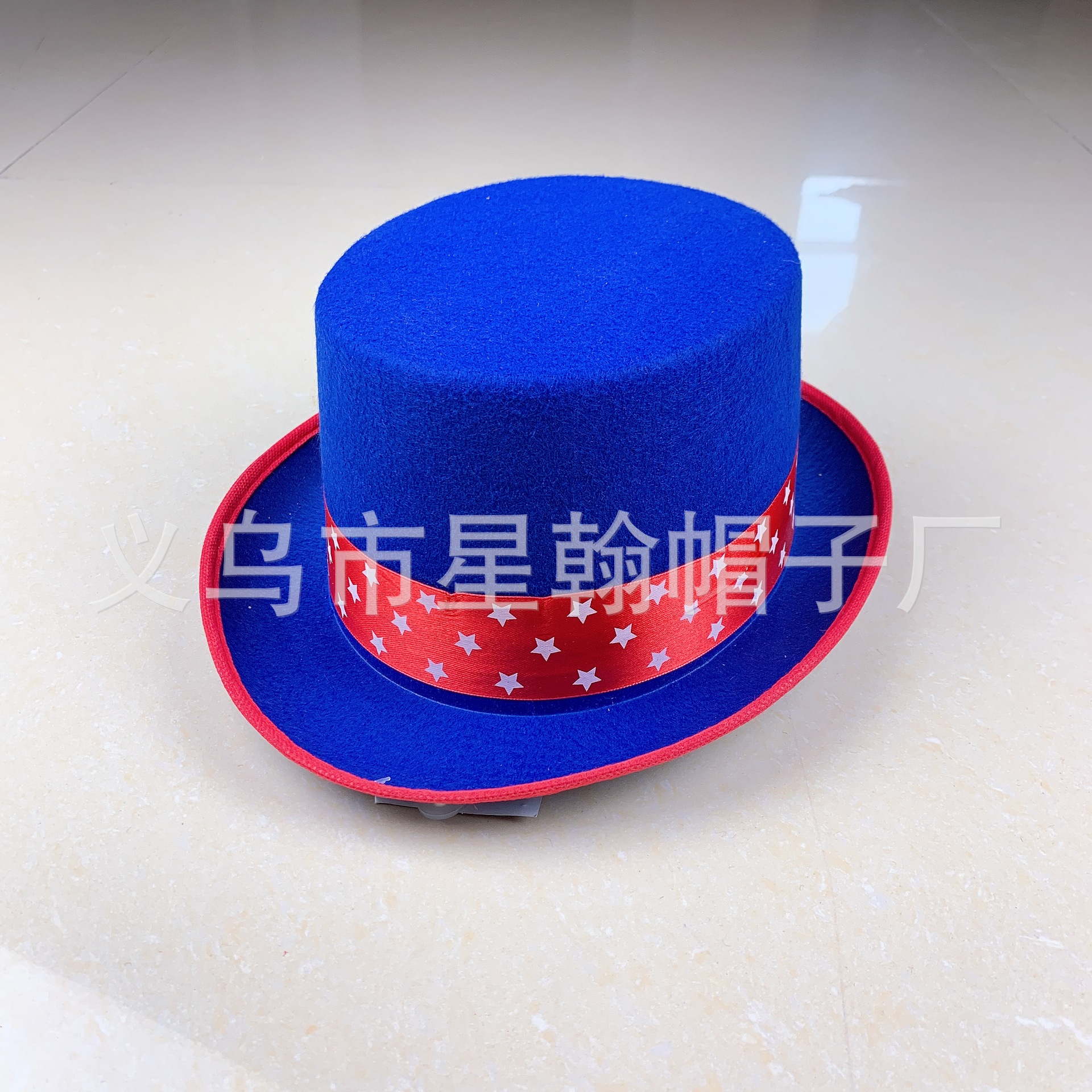 Estrellas americanas y rayas cinta vintage alto sombrero mago etapa rendimiento Festival fieltro paño recto sombrero alto