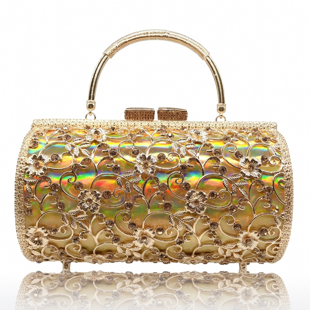* nuevo hueco de metal con diamantes bolsas de cena caja dura de gran capacidad bolsas de banquete de mano bolsas de mujer bolsas de vestido de noche