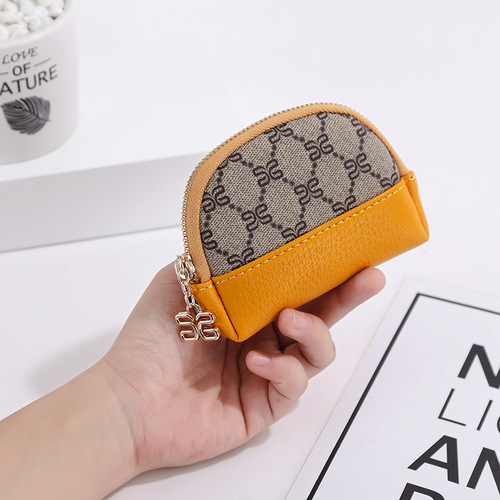 Spring 2024 Women's Handbag European and American Print Women's Small Wallet Coin Purse PVC Color-block Zipper Bag Dropshipping One Piece