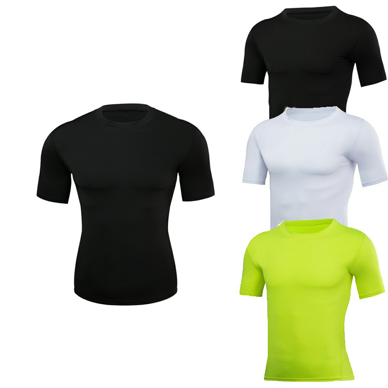 Cross-Border New Pro Men's Tight-Fitting Training Fitness Clothing Sports Fitness Running Short-Sleeved Sweat-Wicking Quick-Drying Clothing Short-Sleeved Cross-Border New Pro Men's Tight-Fitting Training Fitness Clothing Sports Fitness Running Short-Sleeved Sweat-Wicking Quick-Drying Clothing Short-Sleeved