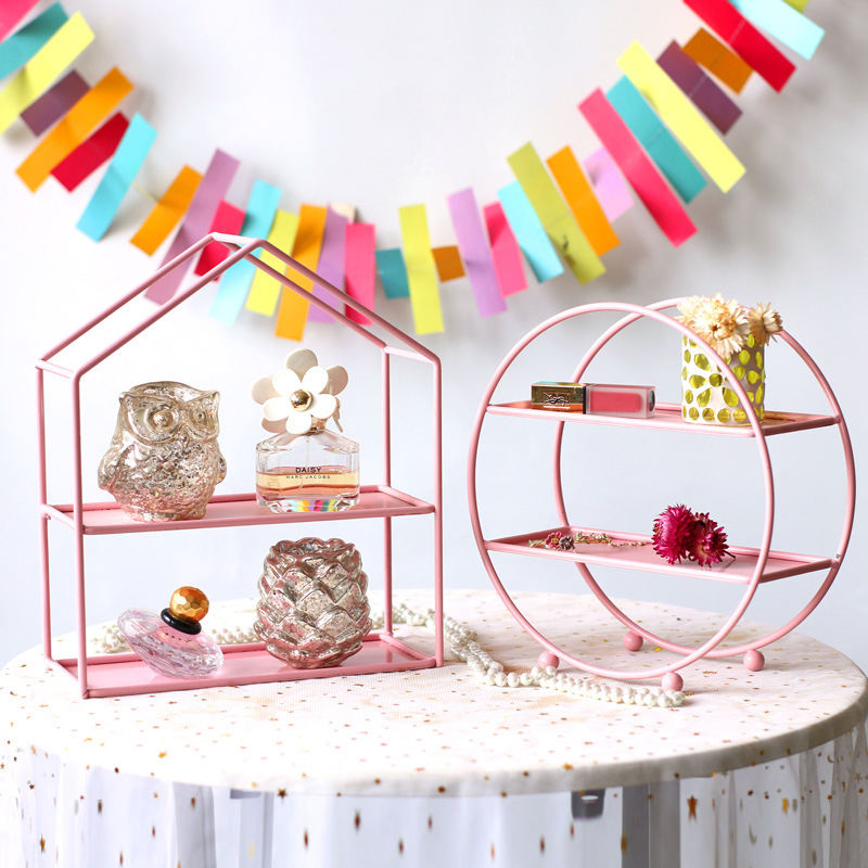 European Creative Manufacturer Iron Double-Layer Golden Dessert Table Display Stand Tea Break Cold Meal Wedding Table Cake Tray