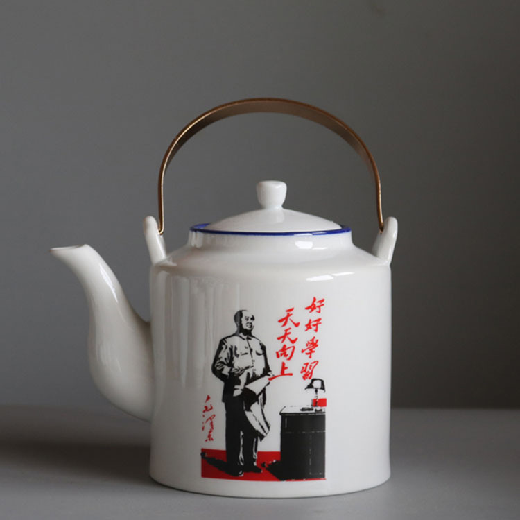 Household Ceramic Teapot Large Imitation Enamel Teapot Vintage Nostalgic Crane Pot Single Pot