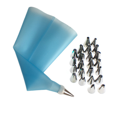 Cake decorating set 26pc small size tips, 12-inch Eva pastry bags, multiple color options, baking tools