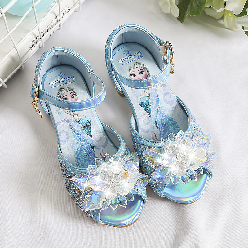 Girls' sandals new Korean style summer children's high heels little girl crystal shoes fashion soft bottom princess shoes