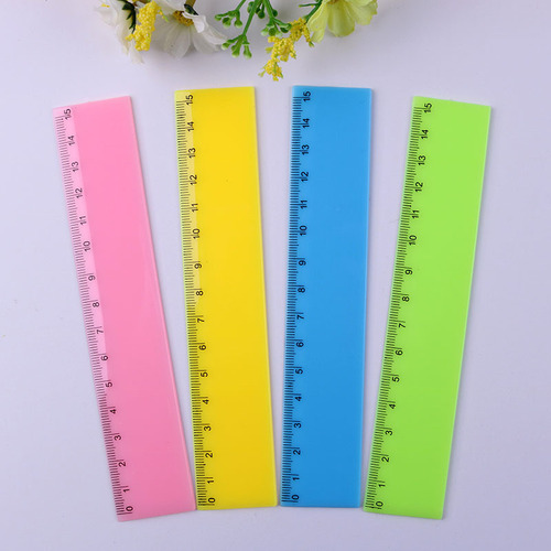 Creative candy-colored ruler for primary school students white transparent ruler 15cm plastic advertising gift ruler manufacturer printed logo