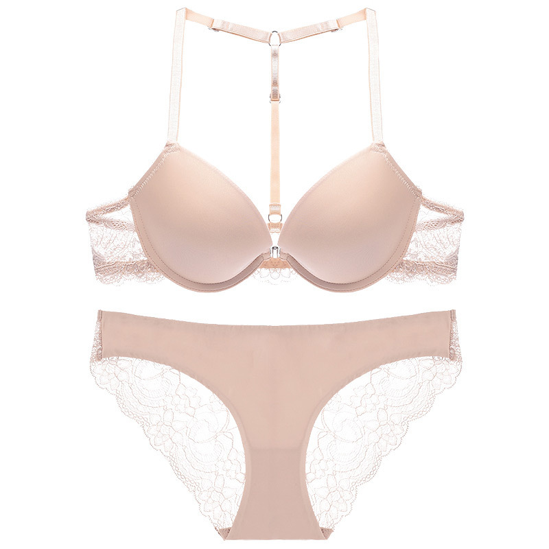 Intimate lace lingerie set with invisible seams, Y-front design, beautiful back, bust-enhancing cups for small breasts, shaping and anti-sagging Bra