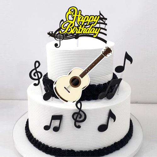 Copyright Baking Cake Decoration Musical Notes Music Violin Plug-in Birthday Decoration Card Plug-in
