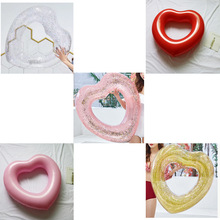 工厂直供 网红透明亮片爱心游泳圈成人充气腋下圈pvc婚恋水圈拍照