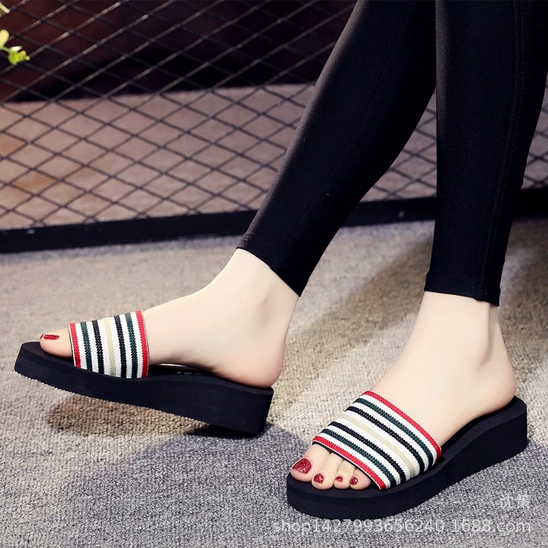 Slippers platform for leisure, fashionable slide, beach beach footwear, Korean style