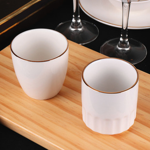 Hotel Tea Cup Ceramic Cup Restaurant Club Countertop Gold-plated Gold-plated Gold-edged Small Tea Cup Half-grain Cup Doctor's Cup