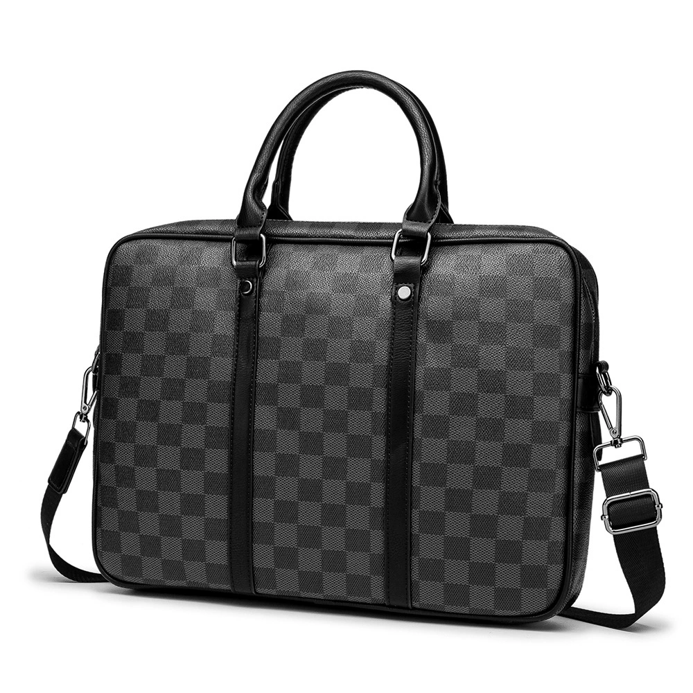 Black checkered one-shoulder bag, 2023 collection