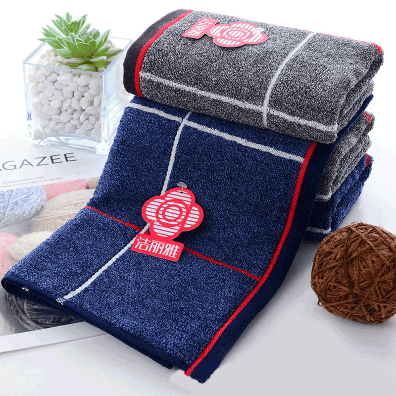Jielia Towel 6729 Black and Red Plaid Towel Household Adult Face Towel Breathable Jacquard terry Cotton Towel