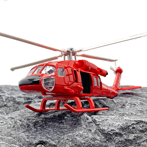 Black Hawk Helicopter Model Fire Helicopter Alloy Opening Door with Sound and Light Chenghai Model Ornaments Wholesale