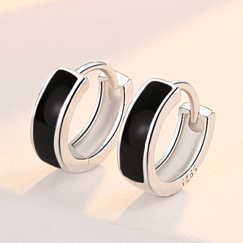 White Copper Drop Rubber Earrings Women's Earrings Korean Trendy Men's Earrings Ear Buckle Japanese and Korean Trendy Earrings