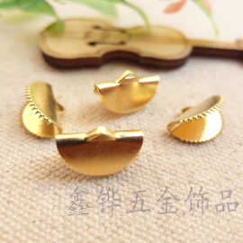 diy手作配件黄铜格纹绳夹马口夹丝带夹尾夹马仔扣织带线扣皮绳夹