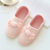 Comfortable footwear for pregnant, non-slip cotton slippers with bow platform, Korean style