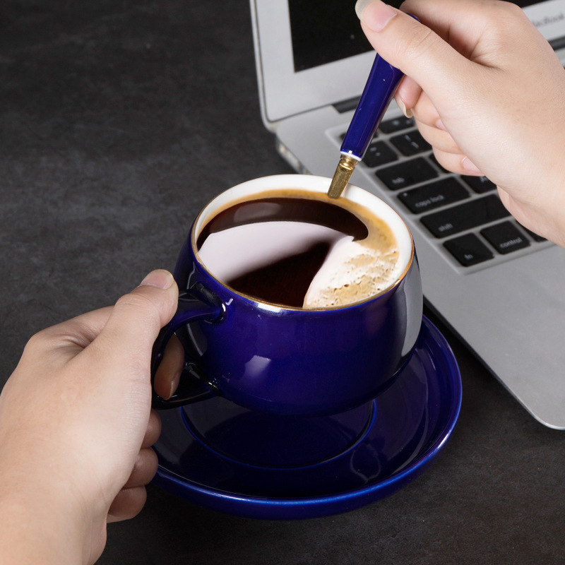 Taza de café en forma de tambor original Taza de moda retro Taza de agua Taza con platillo Cuchara Juego de caja de regalo al por mayor