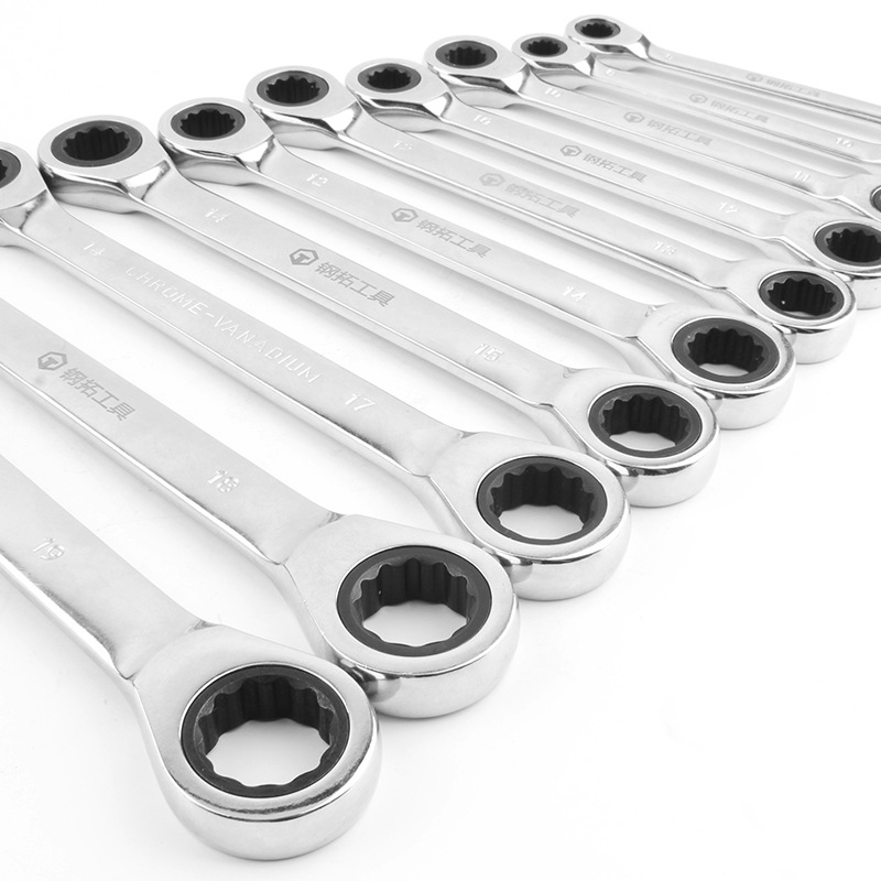 Llave de trinquete de doble cabeza herramienta de llave semiautomática 8-19MM de doble propósito llave de ciruela llave rápida traje