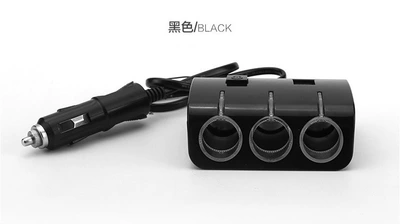 Car Cigarette Lighter Adapter Multi-Purpose Car One to Two Conversion Charger Fast Charging Car Cigarette Lighter Base (Mobil şarj cihazları) - black