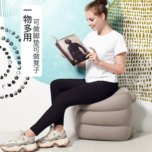 Manufacturer's Press-in Inflatable Floor Mat PVC Flocked Aircraft High-Speed Rail Footrest Car Seat Cushion Outdoor Travel Step Mat