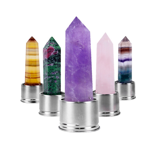 Natural crystal column amethyst raw stone polished single-pointed hexagonal column energy cup water bottle replaceable bottom net cup column
