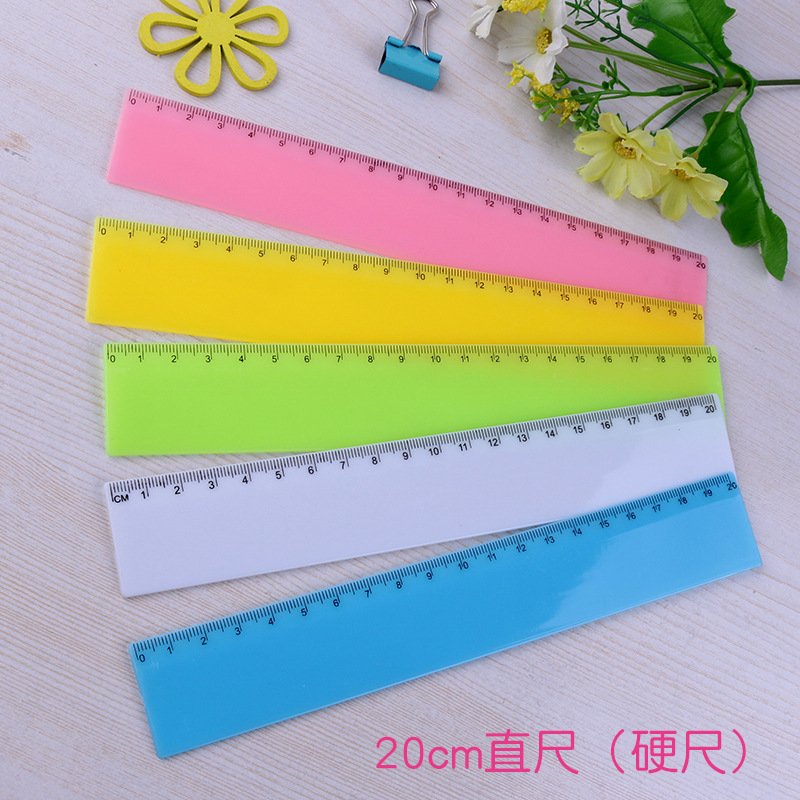 糖果色20cm直尺小學生純色塑料硬尺子學習文具廣告小禮品可印logo