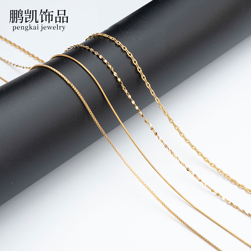 304 stainless steel necklace rope female clavicle chain box chain pendant lanyard male snake bone chain cross chain jewelry accessories