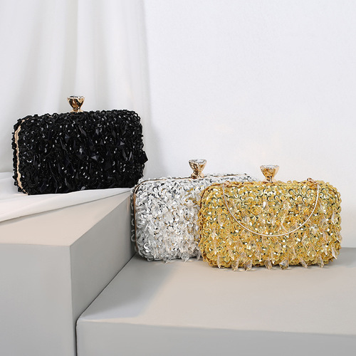European and American fashion cross-border pure handmade beaded handbags ladies dress dinner bag ladies banquet evening bag