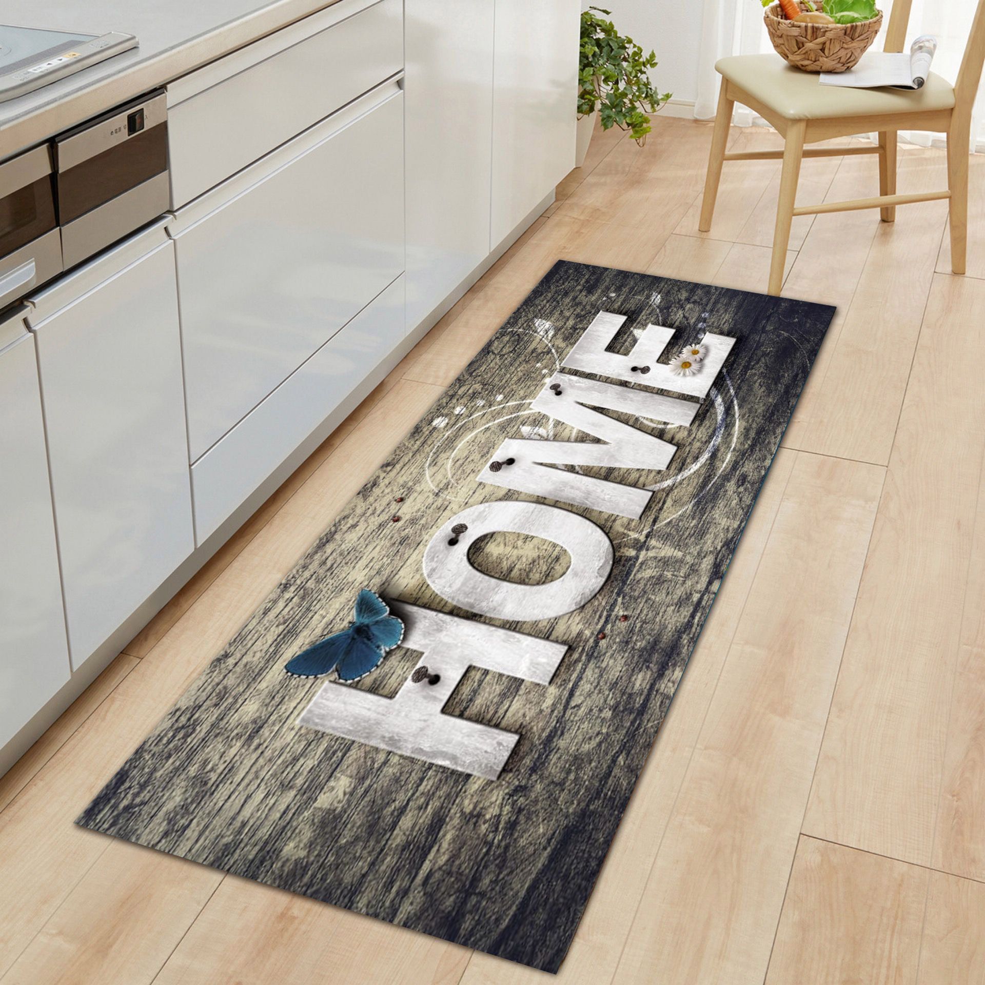 Cross-Border Personalized Colorful European and American Retro Wood Grain Floor Mats, Door Non-Slip Foot Mats, Water-Absorbent Home Printed Foot Mats